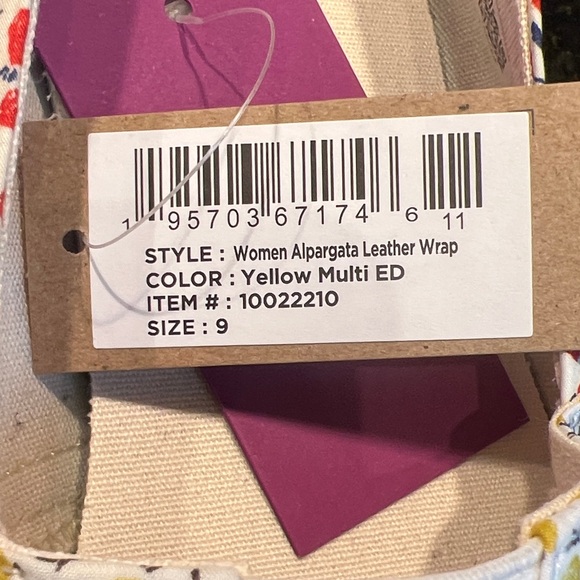 TOMS Alpargata Leather Wrap Yellow Multi Liberty Print - Picture 3 of 6